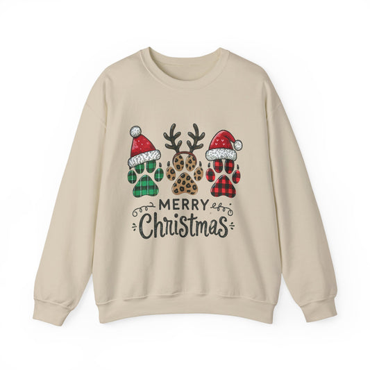 Christmas Paw Print Sweatshirt — Merry Christmas Pet Lover Crewneck
