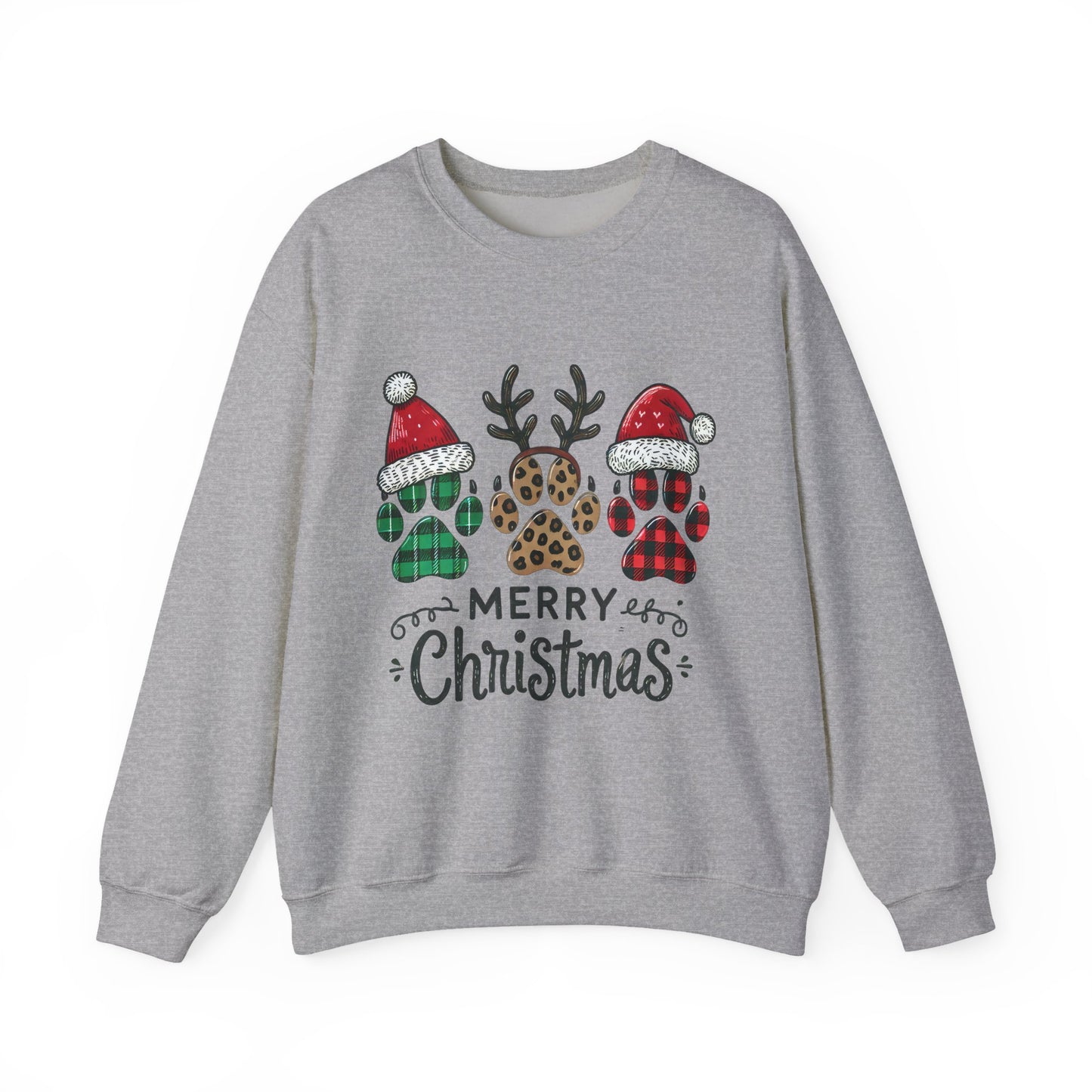 Christmas Paw Print Sweatshirt — Merry Christmas Pet Lover Crewneck