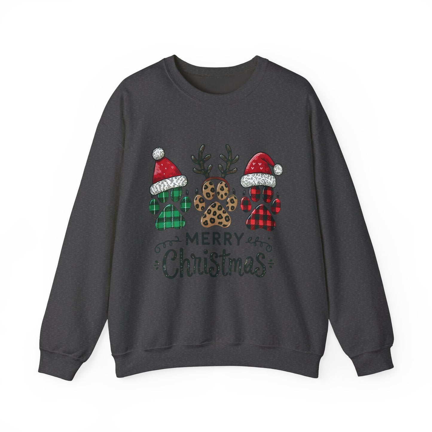 Christmas Paw Print Sweatshirt — Merry Christmas Pet Lover Crewneck