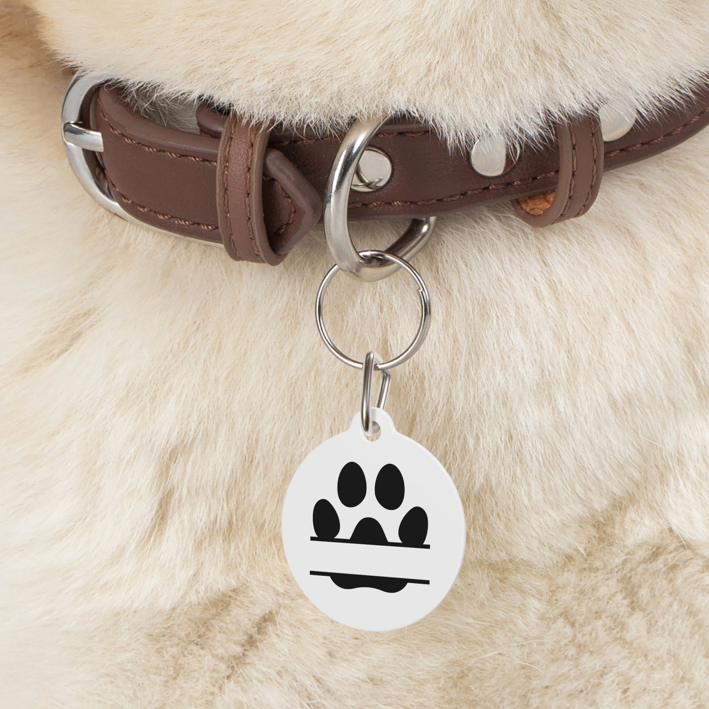 Pet Tag Personalized Round Paw Print Name Tag