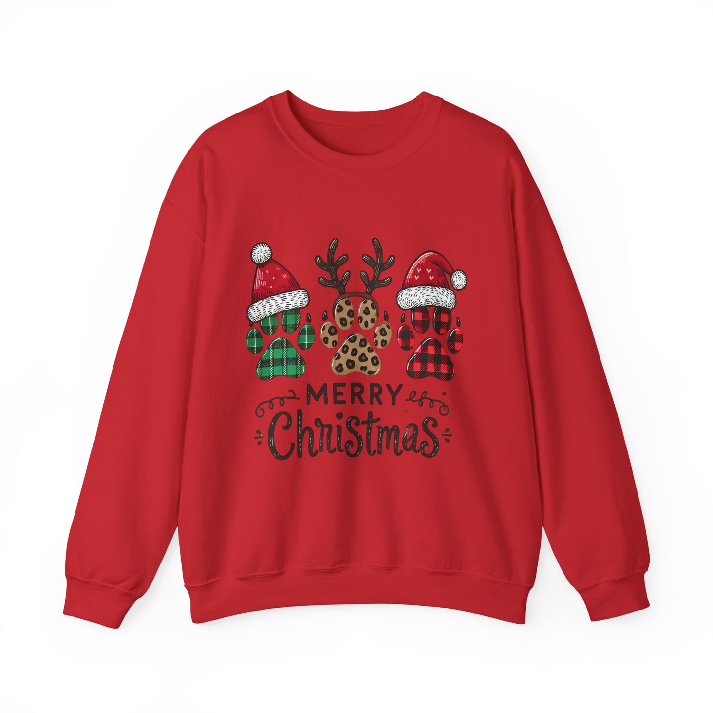 Christmas Paw Print Sweatshirt — Merry Christmas Pet Lover Crewneck