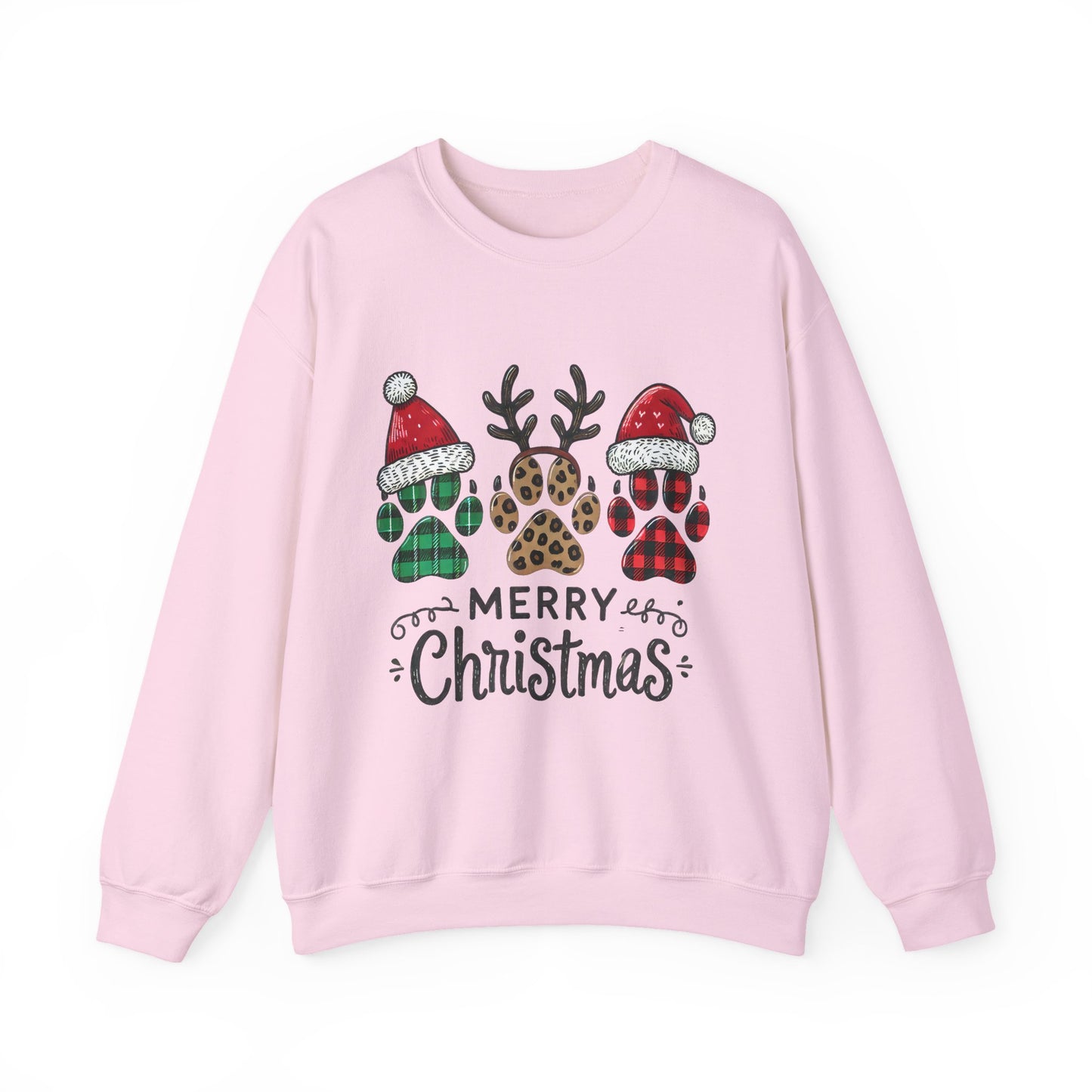 Christmas Paw Print Sweatshirt — Merry Christmas Pet Lover Crewneck
