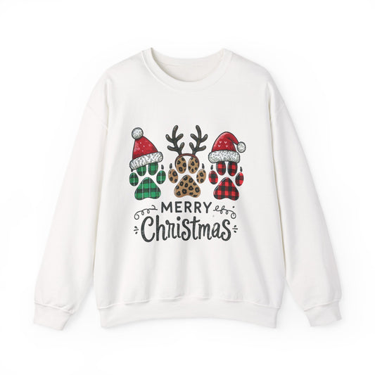 Christmas Paw Print Sweatshirt — Merry Christmas Pet Lover Crewneck